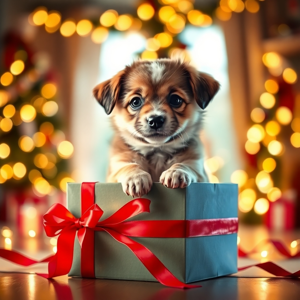 Puppy in a Gift Box