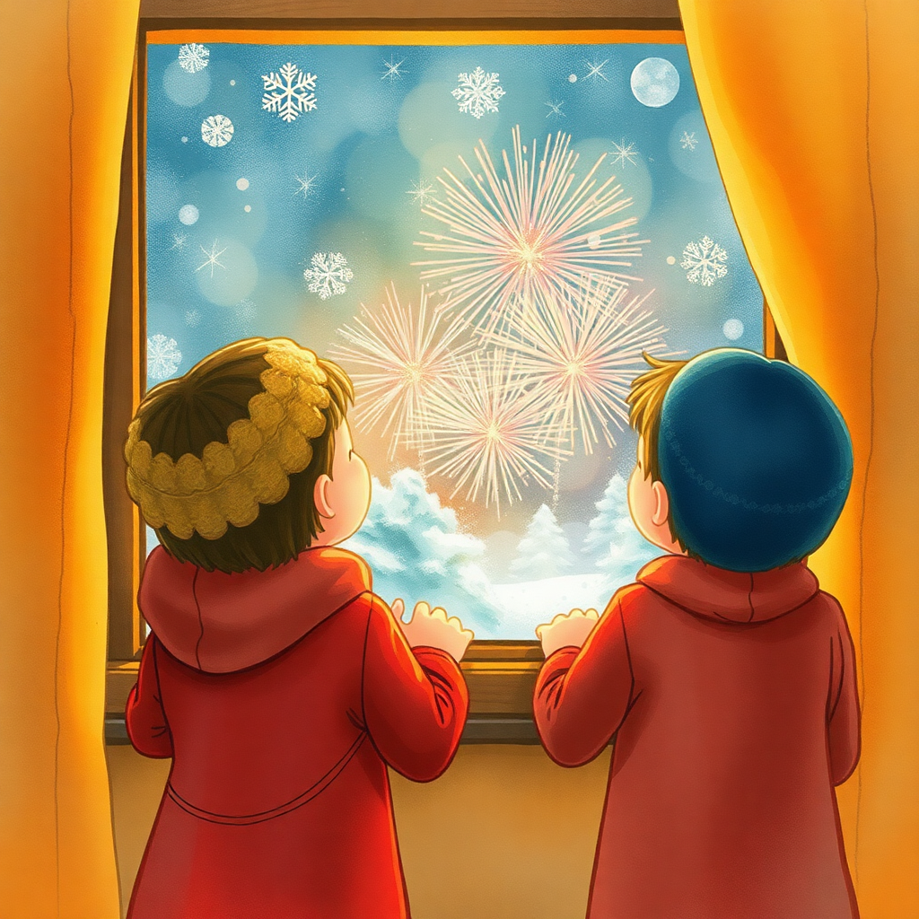 Children Watching Fireworks