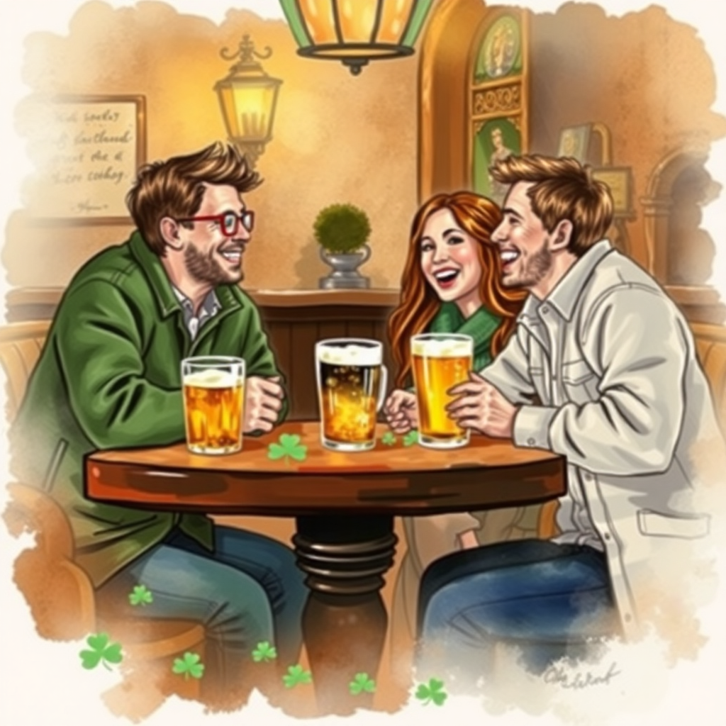 Watercolor Pub Gathering