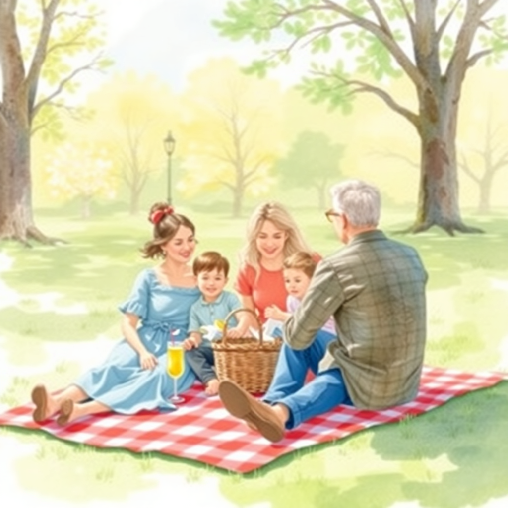 Watercolor Family Picnic