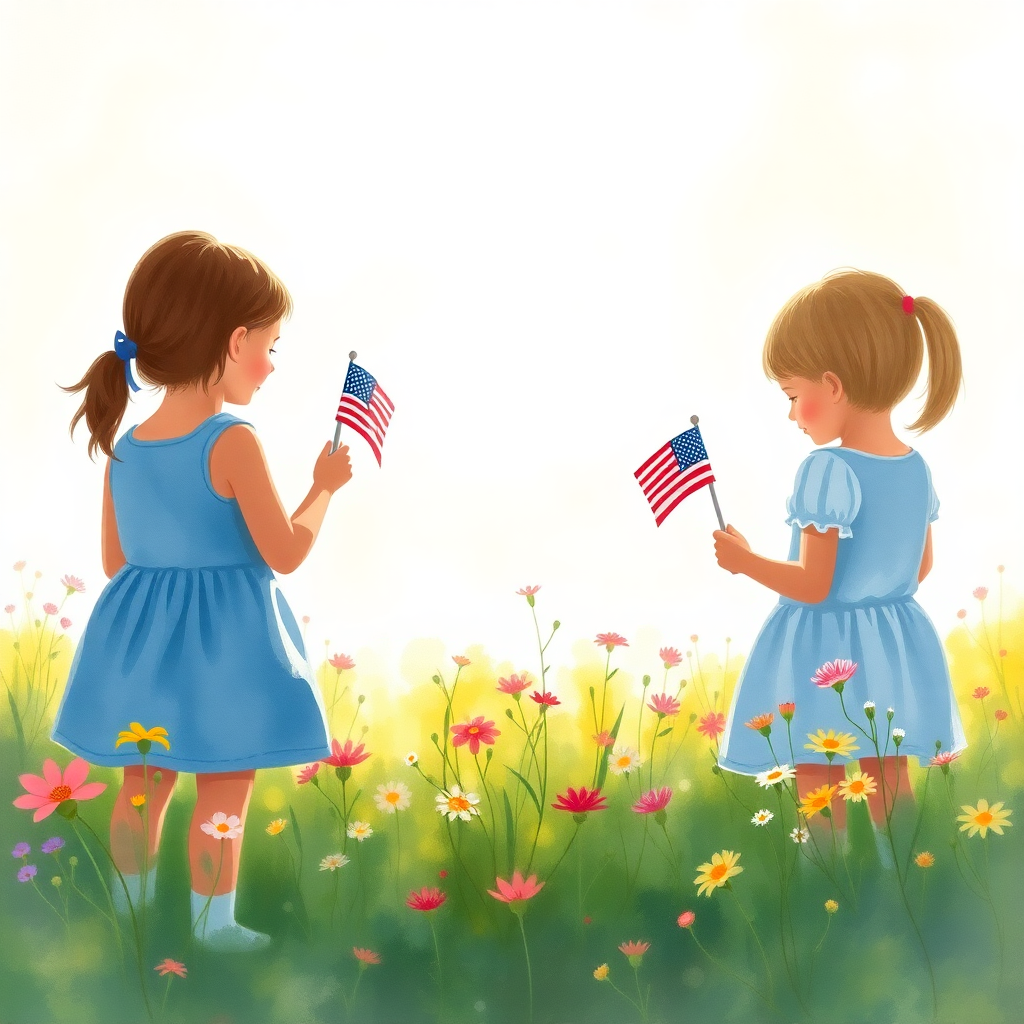 Watercolor Flag Scene