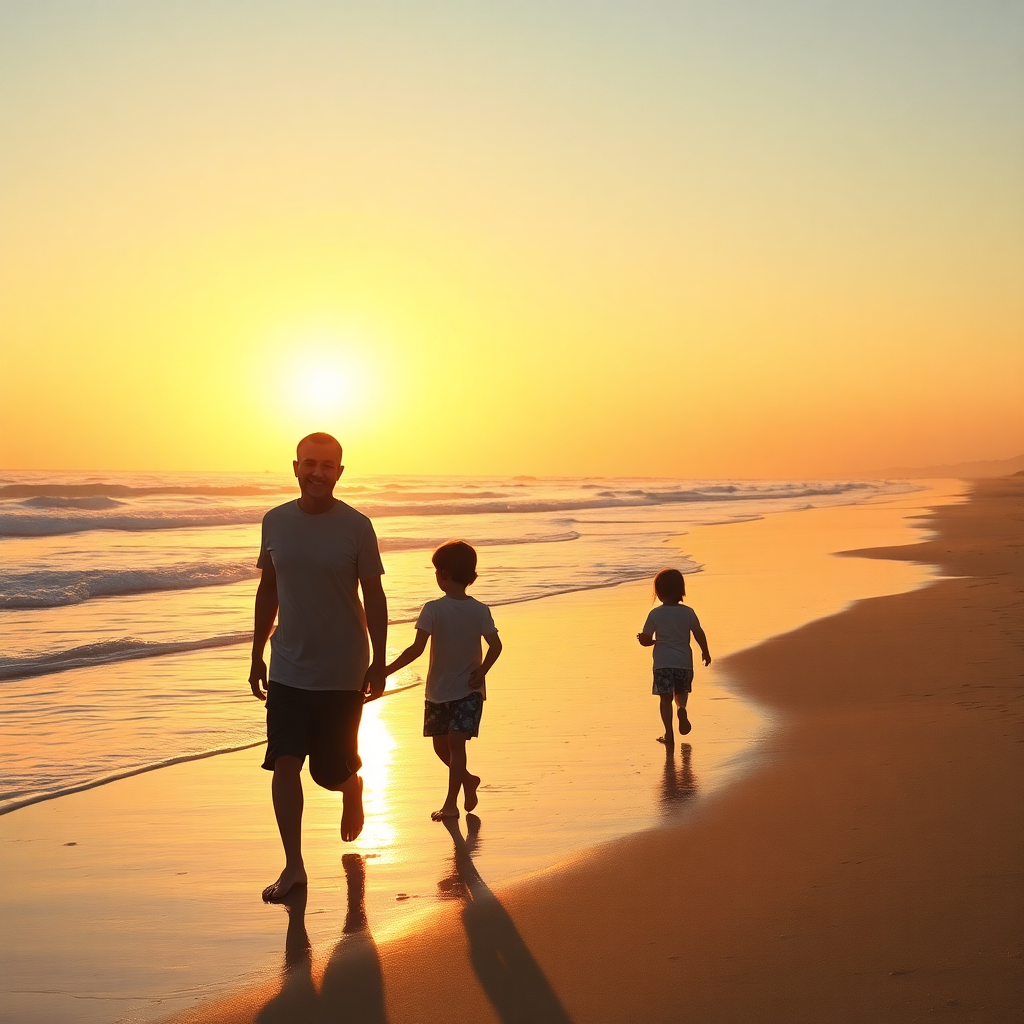 Realistic Family Beach Walk
