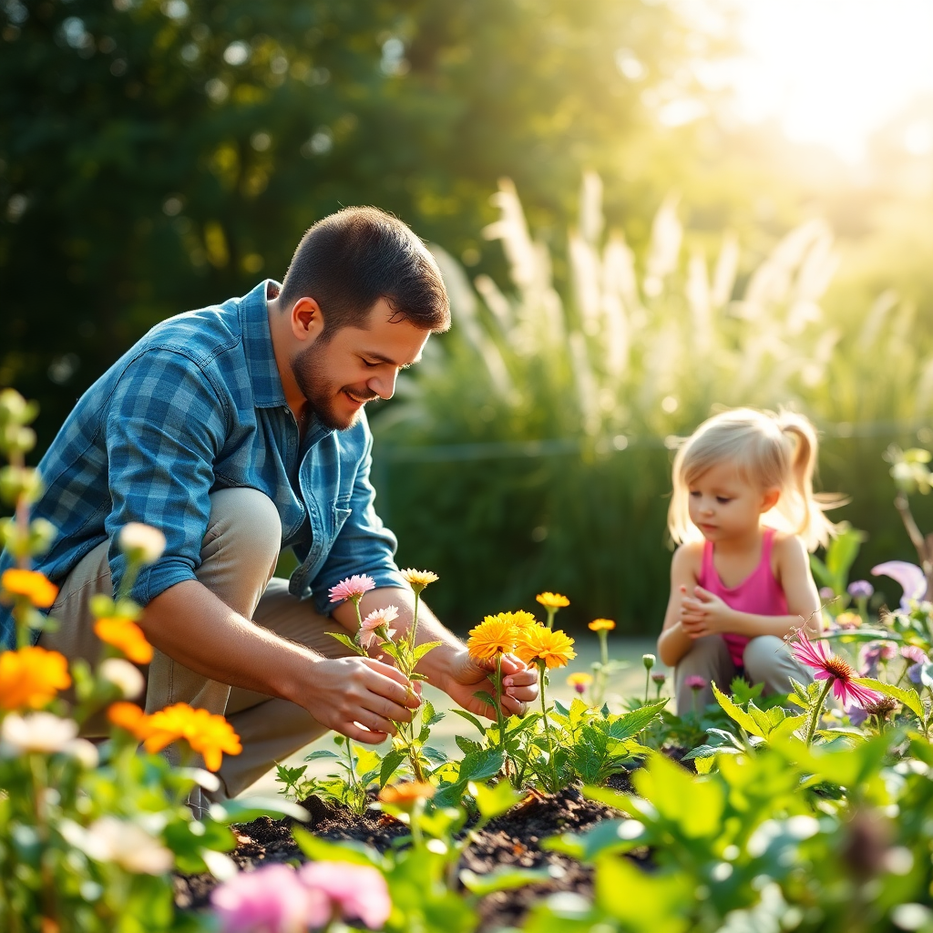 Realistic Family Garden Scene