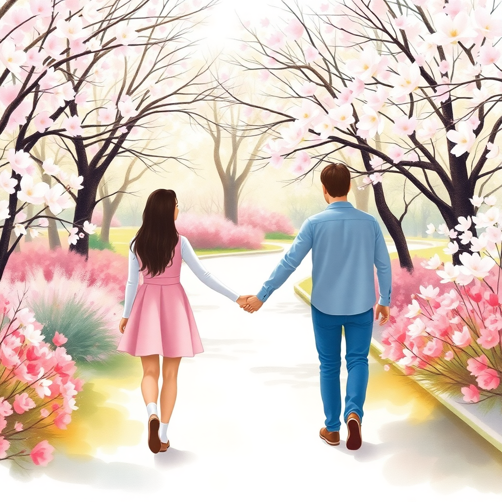 Watercolor Lovers in the Park