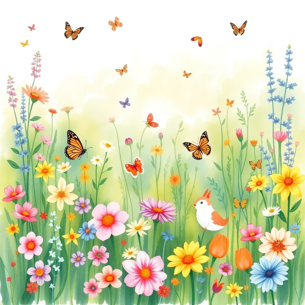 Watercolor Meadow Life