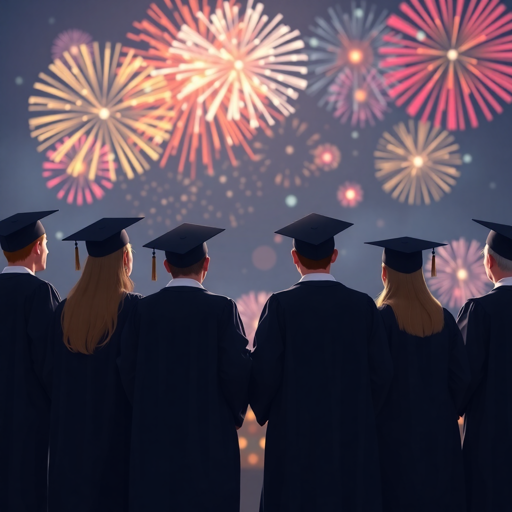 Friends Under Fireworks