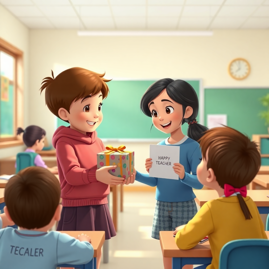 Students Giving a Gift