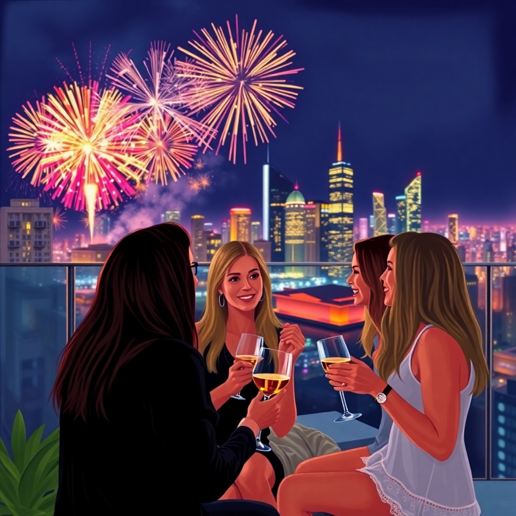 Городское празднование на крыше