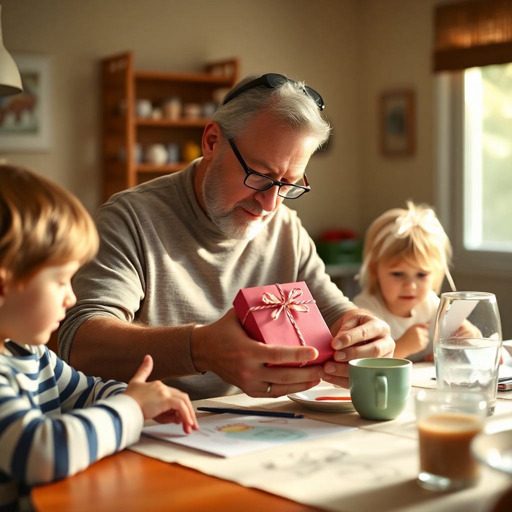 Уютная утренняя сцена с подарком