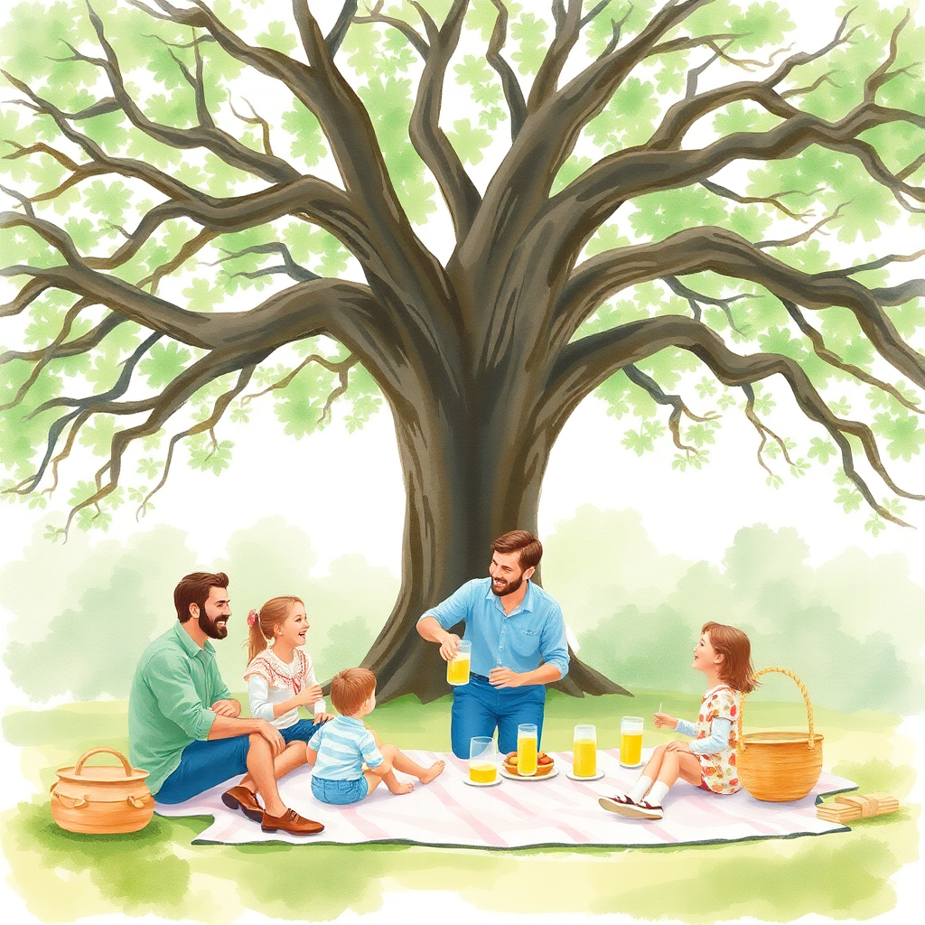 Пикник в акварельном стиле