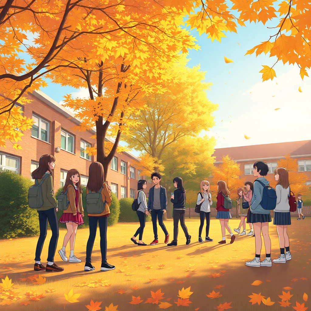 Осенний школьный двор